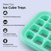 Urbane Home Single Layer Ice Cube Trays | 28 Compartments | One Press Demolding | Ice Cubes for Whiskey Cocktails Mocktails Soft Drinks | BPA Free | Aqua